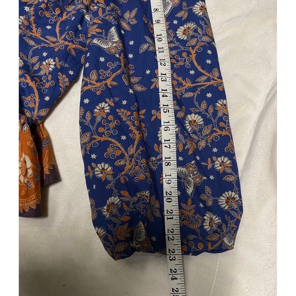 House of Harlow 1960 Medium M Peplum Balloon Sleeve Lace Up Bohemian Blouse - Picture 8 of 10